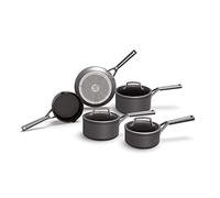 Ninja Foodi ZEROSTICK Ensemble de 5 Casseroles, Antiadhésif, Durable, Alu Anodisé, Compatible à l'Induction, Va au Four et au Lave-Vaisselle, Poignées en Inox, Couvercles en Verre, Gris C35000EU