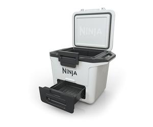 Ninja FrostVault Hard Cooler 28L, Glacière de Haute qualité, Conserve la Glace jusqu'à 5 Jours, tiroir Rangement Sec intégré à température de réfrigérateur, 48 canettes, Blanc Nuage FB131EUWH