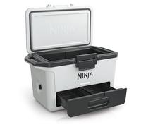 Ninja FrostVault Hard Cooler 47L, Glacière haute qualité, conserve la glace jusqu'à 6 jours, tiroir rangement sec intégré à température de réfrigérateur, pour 80 canettes, Blanc Nuage FB151EUWH