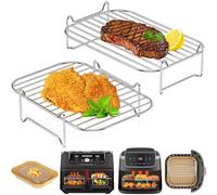 Ninja Grille Air Fryer | HONYAO 2pcs Accessoires AirFryer Empilables pour Ninja AF300EU AF400EU et Autres Dual Friteuse 7,6L -10,4L | Alimentaire Acier Inoxydable 304 | Air Fryer Racks
