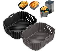 Ninja Lot de 2 accessoires Airfryer Ninja Double Stack XL de 9,5 l, avec inserts en silicone Ninja, friteuse à air chaud double zone, accessoires pour cuire ou cuire des aliments (noir + gris)