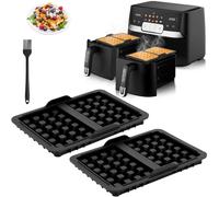Ninja Lot de 2 accessoires de friteuse à air chaud, en silicone, compatible avec Ninja AF300EU, AF400EU, AF451EU, SL400EU et AF500DE, double insert en silicone, accessoires gaufres belges
