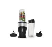 Ninja 700W Mixeur Slim et Smoothie Maker, 2x 470ml gobelets avec couvercles à bec, mixeur personnel, écrase la glace et les fruits congelés, argent/noir QB3001EUS