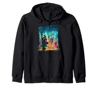Ninja Samurai Electric Pole in Japonais Retro Cyberpunk Sweat à Capuche