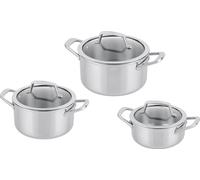 NINJA Set de 3 casseroles en acier inoxydable EverClad avec couvercle en verre (16cm,18cm,20cm)
