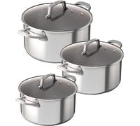 NINJA Set de casseroles 3 pièces en acier inoxydable avec couvercles en verre (ø 16cm, ø 18cm, ø 20cm)