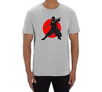 Ninja Shinobi in Sun Katana T-shirt japonais Art Homme Femme Classique Urban Tees, gris, M