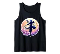 Ninja Silhouette Moonlight Cherry Blossoms Samouraï Japonais Débardeur