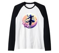 Ninja Silhouette Moonlight Cherry Blossoms Samouraï Japonais Manche Raglan