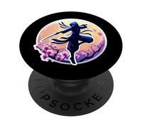 Ninja Silhouette Moonlight Cherry Blossoms Samouraï Japonais PopSockets PopGrip Adhésif