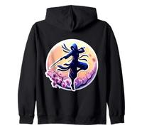 Ninja Silhouette Moonlight Cherry Blossoms Samouraï Japonais Sweat à Capuche
