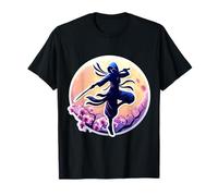 Ninja Silhouette Moonlight Cherry Blossoms Samouraï Japonais T-Shirt