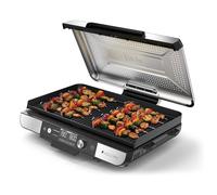 Ninja Sizzle Pro XL Grill Electrique Intérieur & Plancha GX101EU | Plaque electrique Céramique, Grill Multifonction Pour Grillade Maison & Smash Burger, Couvercle, Accessoires, Argent/Noir