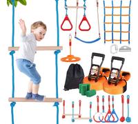 Ninja Slackline Obstacle Set 2 x 18,29 m Slacklines, 226,8 kg de capacité de charge - Parcours d'obstacles Ninja - Équipement de jeu d'extérieur- Jouet d'arrière-cour- Set d'équipement d'entraînement
