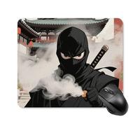 Ninja Smoke Stealth Tapis de souris mignon carré en cuir antidérapant avec base en caoutchouc Tapis de souris étanche pour ordinateur portable souris sans fil Clavier Maison Bureau 25 x 30 cm