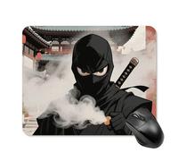 Ninja Smoke Stealth Tapis de souris mignon carré en cuir antidérapant avec base en caoutchouc Tapis de souris étanche pour ordinateur portable souris sans fil Clavier Maison Bureau 20 x 25 cm