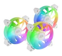 Mars Gaming MF-3A, Kit 3X Ventilateurs FDB Ultra Silencieux 120mm, Eclairage ARGB Rainbow 360° sans Cadre, Ventilateurs 3en1 Compatibilité ARGB Totale, Double Connecteur ARGB Mâle + Femelle, Blanc