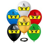 Ninja Superhero Lot de 30 Ballons d'Anniversaire 30 cm | Toutes les Couleurs | Sets en Latex de Qualité Supérieure | Accessoires de Fête Décorations par Vision E.D.