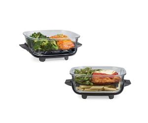 Ninja TempWare XSKSFN2X6CUP Lot de 2 récipients en verre pour la préparation des repas avec couvercles de rangement étanches, compatibles avec système de cuisson portable Crispi, passe au micro-ondes,