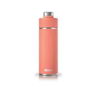 Ninja Thirsti Bouteille et flasque 530 ml avec couvercle étanche, conçue pour boissons gazeuses, chaudes et froides. Voyage/sport. Triple isolation, en acier inoxydable, Corail, DW1801EUUKPE