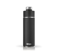 Ninja Thirsti Bouteille et flasque 530 ml avec couvercle étanche, conçue pour boissons gazeuses, chaudes et froides. Voyage/sport. Triple isolation, bouteille en acier inoxydable, Noir, DW1801EUUKBK