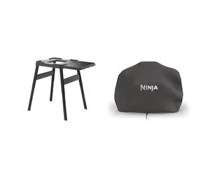 Ninja Woodfire Housse pour Barbecue XL, Anti-décoloration, Compatible avec OG850 / OG901, XSKOGXLCVREU + Table d'appoint, Support pour Barbecue, Grill et Four d'extérieur, 4718J800EUUK