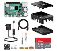 NinkBox Raspberry Pi 4 Modèle B, 4G RAM+64G Carte Mémoire, Starter Kit Complet: Carte Mère, Ventilateur, Boîtier Noir, Dissipateur, Alimentation avec Interrupteur, Câble HDMI Raspberry Pi 4 b+