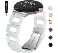 NINKI Bracelet de montre en résine compatible avec Google Pixel pour homme et femme, boucle en métal [pas d'écarts] - Résistant à la transpiration - Respirant - Réglable - En résine légère - Pour montres Google Pixel (blanc perle)
