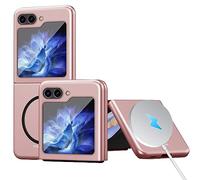 NINKI Compatible Coque pour Samsung Galaxy Z Flip 5 5G Magnétique,Mince Couvercle avec Protection de La Caméra et de l'écran Anti-Choc Coque Galaxy Flip 5 avec Chargement sans Fil,Coque Z Flip 5 Rose