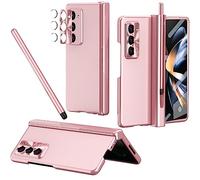 NINKI Compatible Magnétique à Charnière Coque pour Samsung Z Fold 5 avec S Pen & Porte Stylo S Pen,4 en 1 Protection Complète Protecteur d'écran Coque Galaxy Z Fold 5,Coque Z Fold 5 5g Femmes Rose