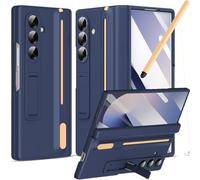 NINKI Coque pour Samsung Galaxy Z Fold 7 avec porte-stylo S et stylet, béquille invisible, protection d'écran, charnière rigide anti-chute avec fente pour stylo S - Bleu roi