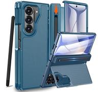 NINKI Coque pour Samsung Galaxy Z Fold 7 avec porte-stylo S et stylet fin, béquille invisible, protection d'écran, charnière rigide anti-chute avec fente pour stylo S - Bleu
