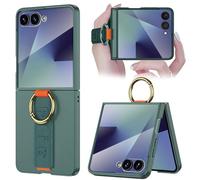 NINKI Dragonne pour Samsung Galaxy Z Flip 7 avec anneau de support et protecteur d'écran, coque de protection intégrale fine pour Galaxy Flip 7, boucle de préhension pour Samsung Z Flip 7, vert
