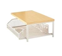 NINMORTH Chariot de cuisine pour micro-ondes avec panier de rangement inférieur, 36,8 cm de long x 25,9 cm de large x 20 cm de haut, MDF solide et cadre en métal, roulettes verrouillables, pour