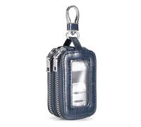 NINMORTH Coque de e voiture en cuir avec double fermeture éclair et fenêtre transparente pour homme et femme Noir (bleu)