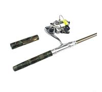 NINMORTH Ensemble canne à pêche de poche et moulinet extensible de 1,4 m avec roulements lisses pour voiture, camping, randonnée (1 m, vert)