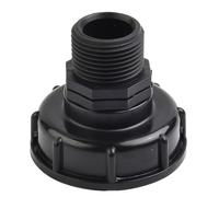 NINMORTH IBC Adaptateur de conteneur avec filetage externe S60 x 6, réservoir d'eau avec couvercle de 2,5 cm et barils de pluie, plastique, noir