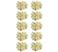 NINMORTH Lot de 10 nœuds de sapin de Noël en tissu - 4,5 x 4 cm - Rouge et vert - Avec cloches - Décoration de sapin de Noël - Décoration de salon - Fête - Jardin - Ornements festifs suspendus
