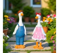 NINMORTH Lot de 2 adorables statues de canard en résine de 27,9 cm pour extérieur, pelouse, terrasse, ornements résistants aux intempéries