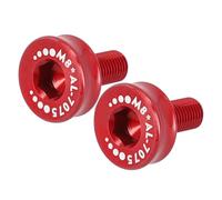 NINMORTH Lot de 2 boulons en alliage d'aluminium pour manivelle de vélo, filetage M8, vis d'essieu de 243 mm, trou carré pour pédalier rouge