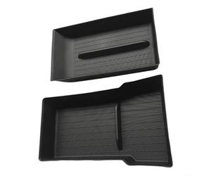 NINMORTH Lot de 2 plateaux inférieurs de console centrale pour Tesla Model Y 2025, noir pour accoudoir de rangement en plastique