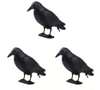NINMORTH Lot de 3 leurres de corbeau réalistes, résistants aux intempéries, pour effrayer les corbeaux en plastique, balcon, jardin, solution humaine de contrôle des pigeons