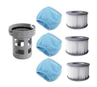 NINMORTH Lot de 7 filtres de rechange pour piscines Miweba mspa - Avec support de filtre, 3 sacs et support - PVC lavable pour modèles Deluxe Premium Elite Concept