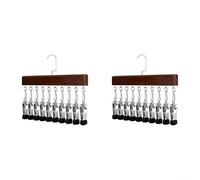 NINMORTH Organiseur de placard multifonction avec 12 clips de préhension doux, bois massif et métal à suspendre pour les petits espaces, pour crochet pivotant à 360 degrés (2 pièces de couleur vintage