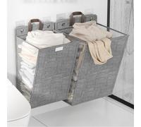 NINMORTH Panier à linge pliable à fixation murale, panier à vêtements en lin avec couvercle et poignée, organiseur de rangement résistant à l'humidité, organisateur de salle de bain, chambre à coucher