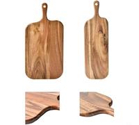 NINMORTH Planche à découper en bois d'acacia, bloc à découper double face avec propriétés d'hygiène naturelles, design moderne et simple pour la préparation des aliments, 38 x 19 x 2,2 cm (38 x 19 x