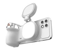 NINMORTH Poignée magnétique pour appareil photo avec lumière selfie et télécommande amovible, batterie de 55 mAh, 20 heures d'utilisation, 0,5 à 10 m sans fil pour portée, smartphones