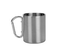 NINMORTH Tasse à café en acier inoxydable à double paroi de 300 ml avec mousqueton pour randonnée en plein air, argent