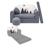 Nino Canapé Convertible lit pour Enfant avec Pouf et Coussin Oeko-TEX Montagnes Gris