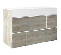 NINO LIGHT - Commode 3 Tiroirs Blanc et Effet Bois Clair - Altobuy Marron G
